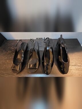 Dana Davis Black Patent Slingback Heels – Made in Italy  | Size 9